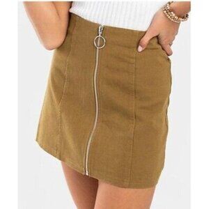 Chloe & Katie Mustard Yellow Full Zip Mini Skirt M